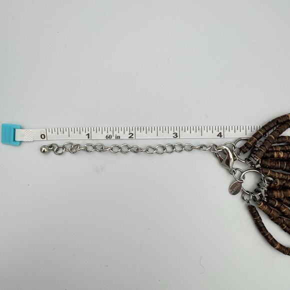 Chico’s Multi Strand Wood Bead Brown Red Stones Short Chunky Statement Necklace - Picture 8 of 8